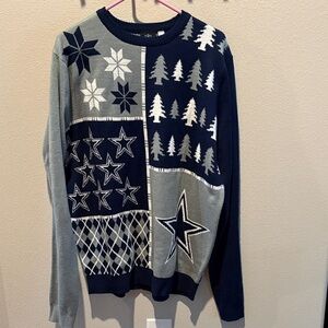NFL Dallas Cowboys Navy and Gray Patterned Crewneck Christmas Sweater. EUC size